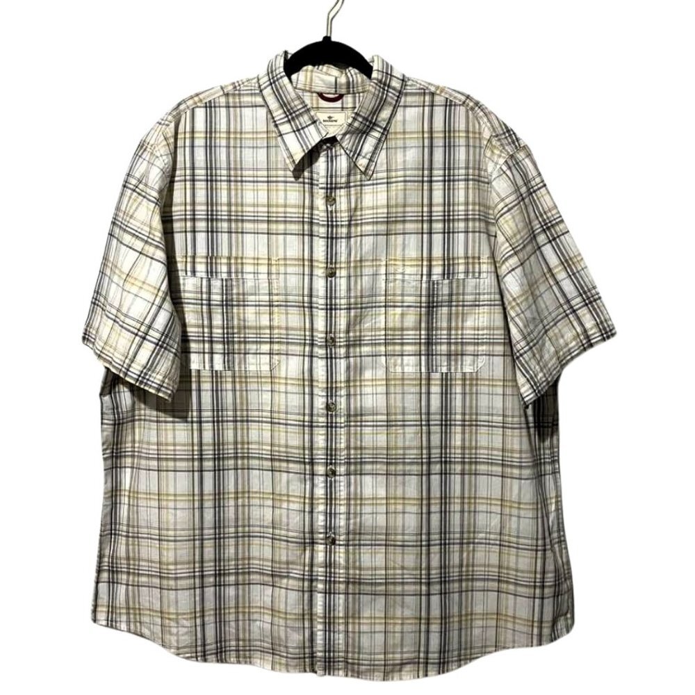 Men's Plaid Dockers Short Sleeve Button Down Shirt With Pockets XL
